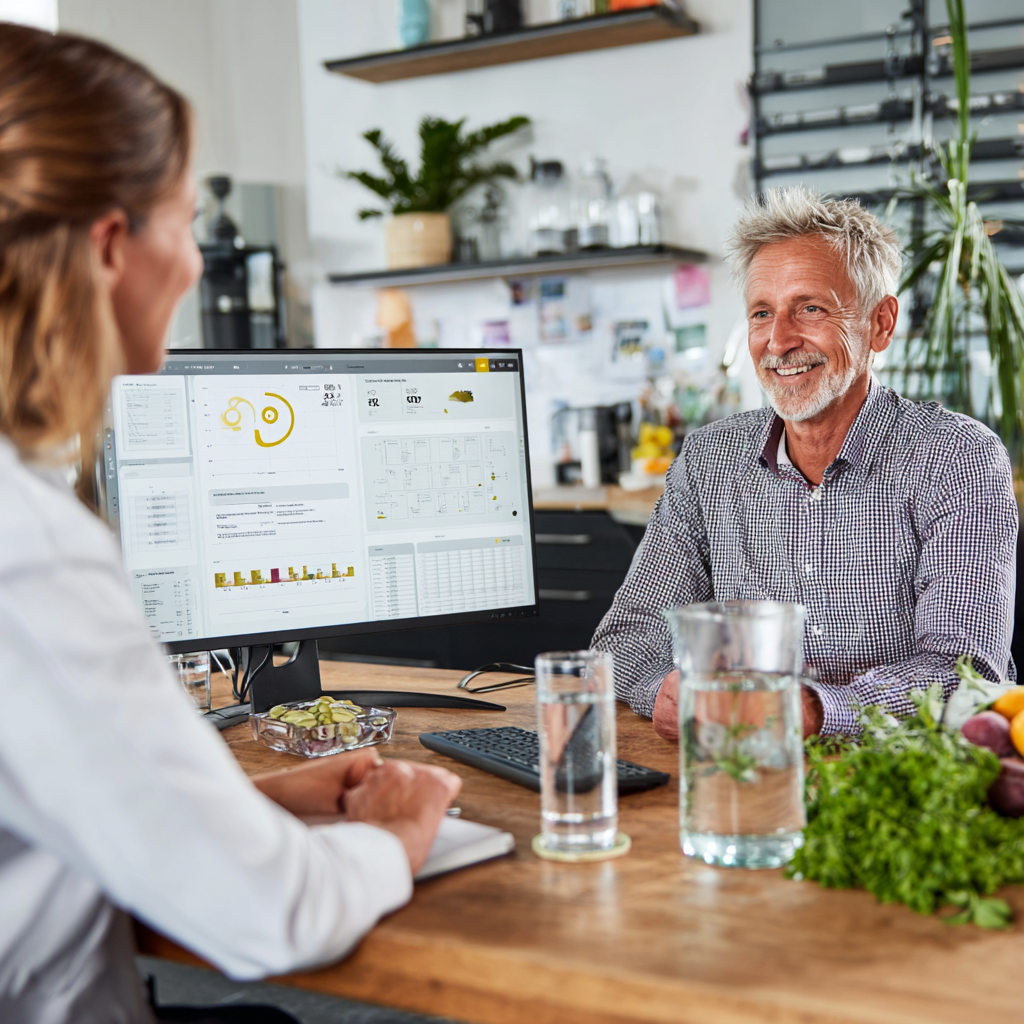 Wissenschaftliche Infografik über die Vorteile bunter Ernährung mit Diagrammen und Statistiken
